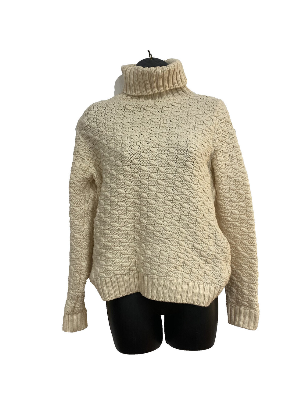 Paul James Sweater Women’s Size Medium Turtleneck 100% Wool Cable Knit Pullover